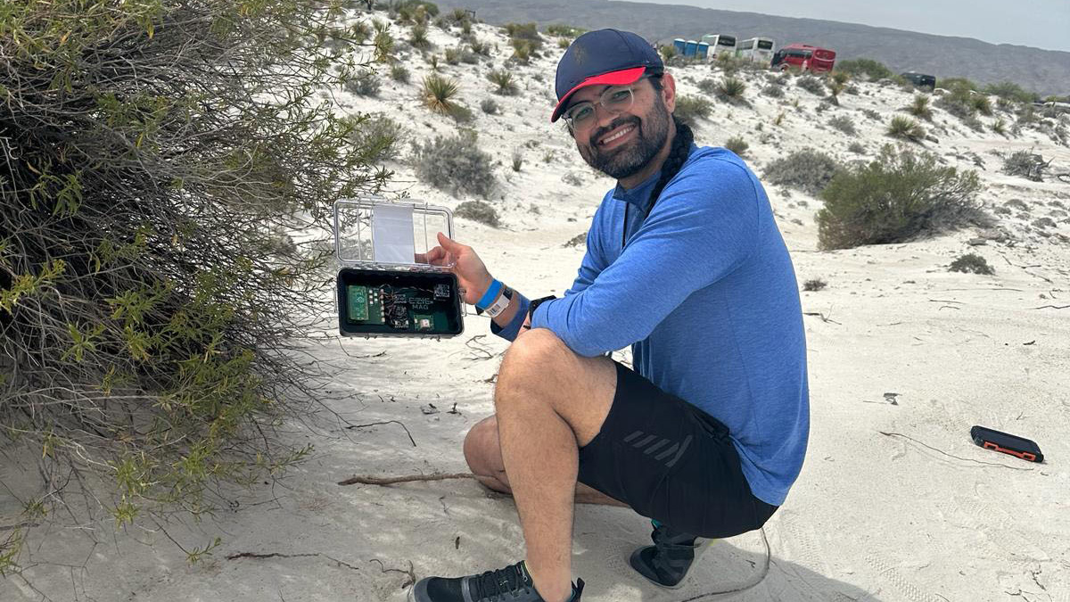 Rafael Mesquita, a space physicist on the EZIE team, traveled to Cuatro Ciénegas, Coahuila, in Mexico, to view the total solar eclipse and collect data with EZIE-Mag.