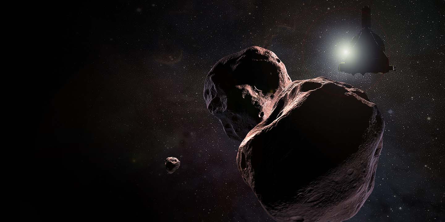 Artist’s impression of NASA’s New Horizons spacecraft encountering 2014 MU69, a Kuiper Belt object