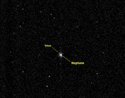 Labeled view of Neptune and Triton from New Horizons