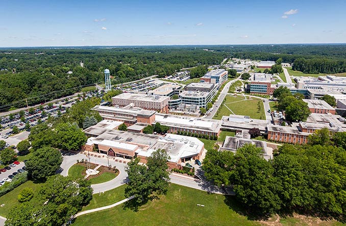 Aerial view of JHU APL campus