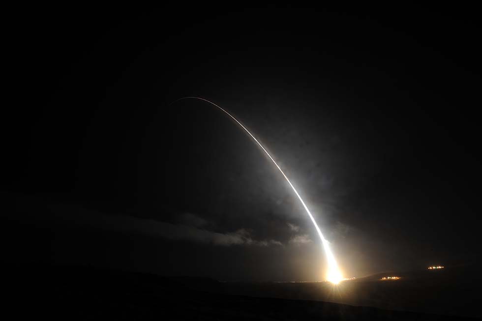 An unarmed Minuteman III intercontinental ballistic missile launches during an operational test Sept. 5, 2016, at Vandenberg Air Force Base, Calif. (U.S. Air Force photo/Michael Peterson)