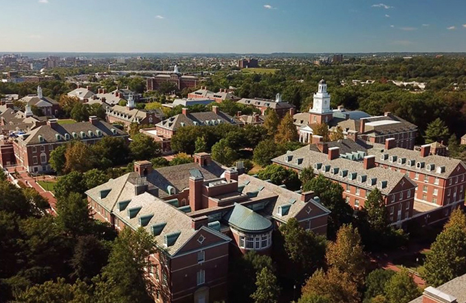 Aerial view of the Hopkins Whiting Campus in Baltimore