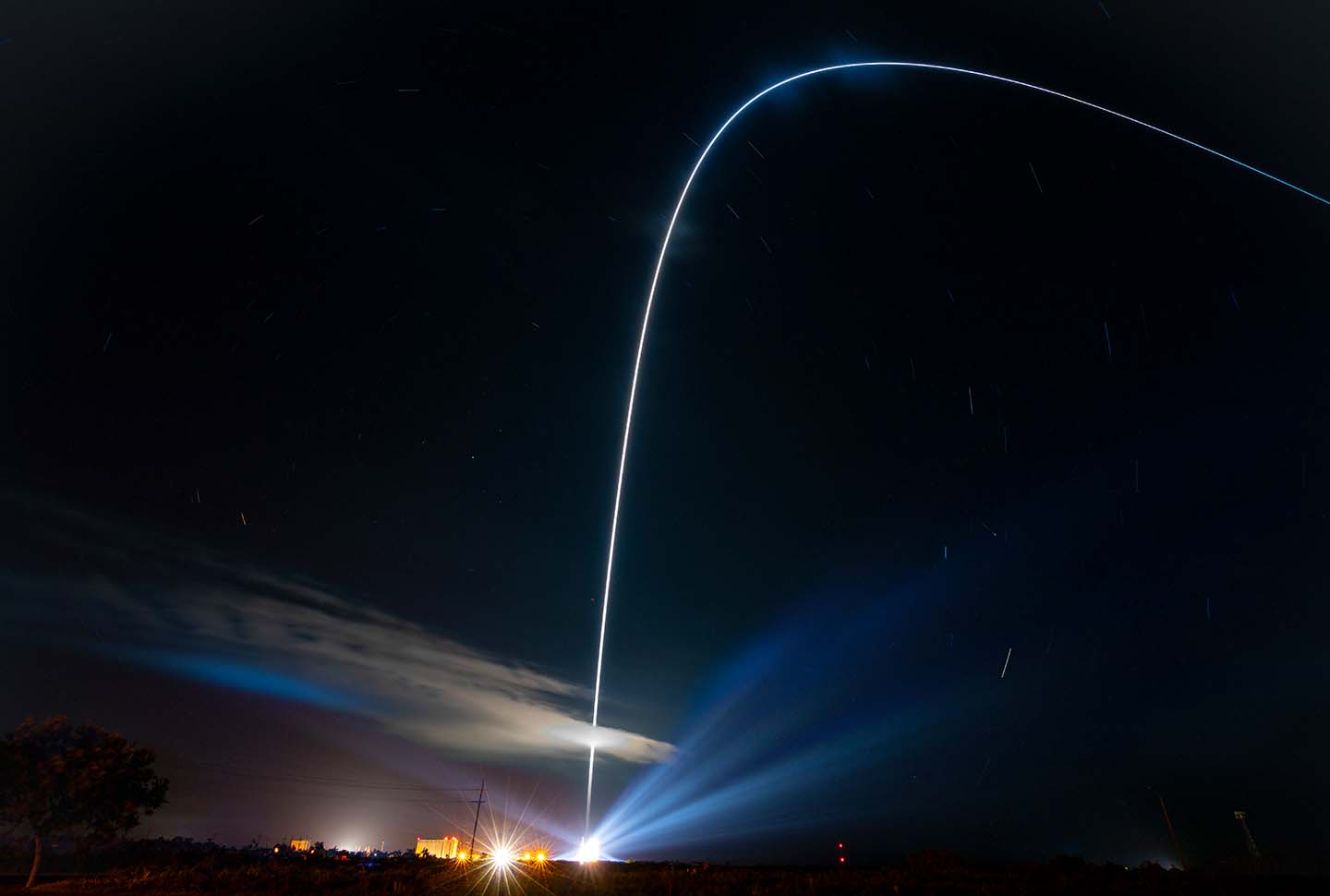 The Delta IV Heavy rocket carrying Parker Solar Probe is seen in this long exposure photograph