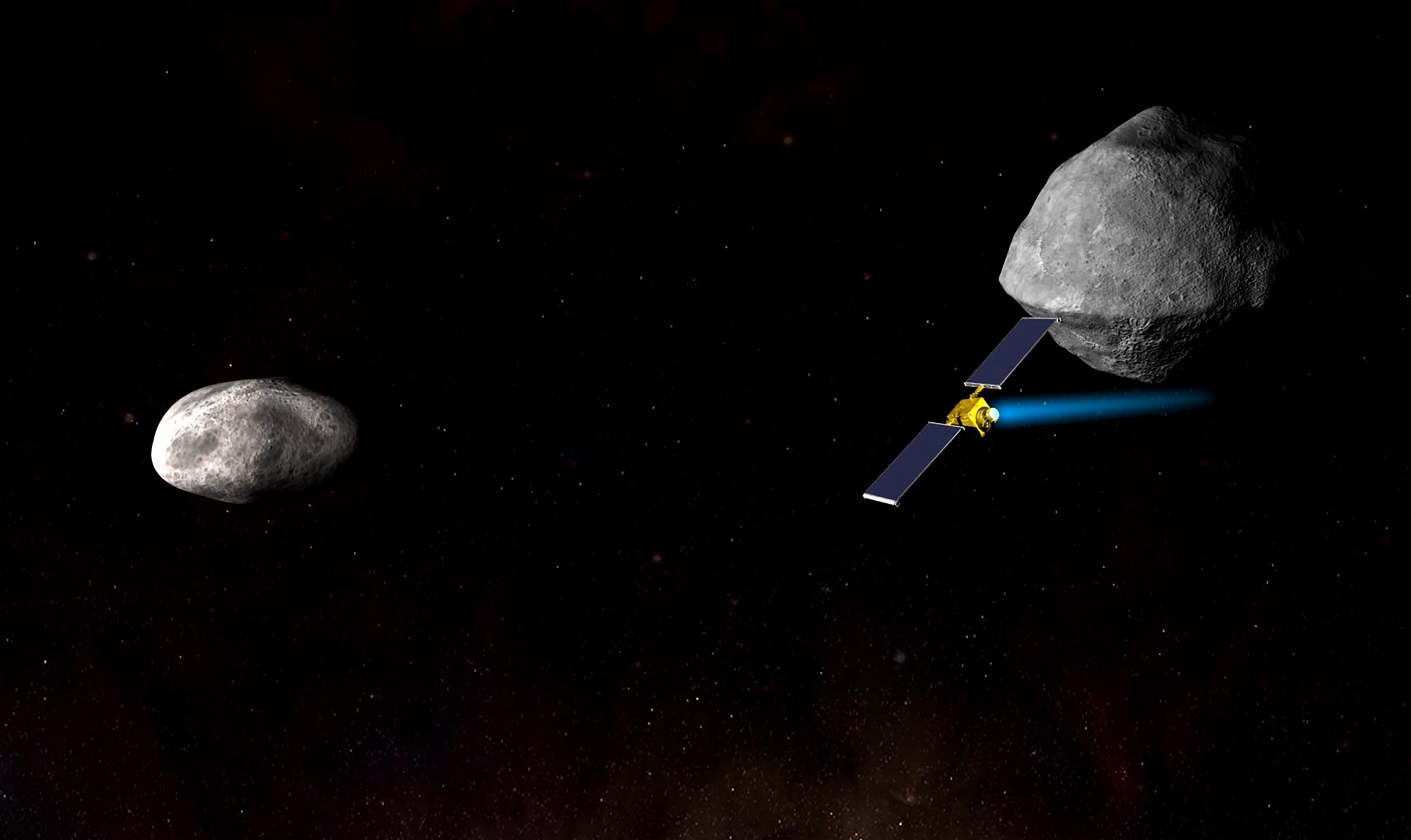 Artist’s impression of NASA’s Double Asteroid Redirection Test (DART)