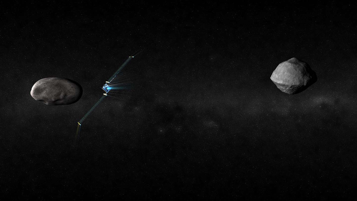 DART will target the smaller of the two objects (left) that make up the binary asteroid Didymos