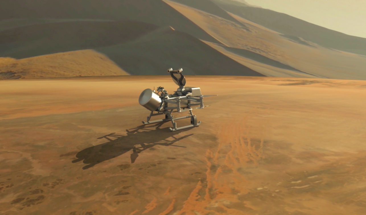 Artist rendering of Dragonfly on Titan’s surface