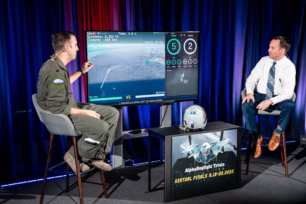 DARPA’s Lt. Col. Justin “Glock” Mock (left) and APL’s Chris “Disco” DeMay