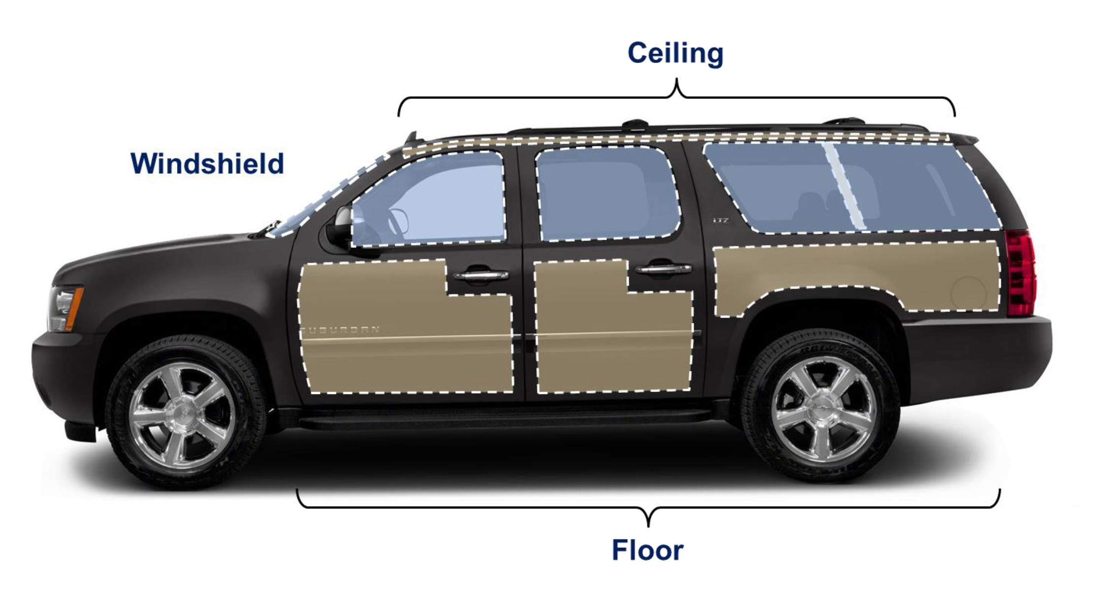 Retrofit concept with lightweight material areas designated