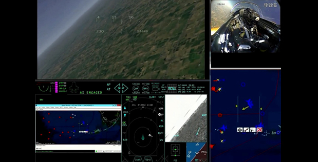 As ACE nears the halfway mark of the program’s first phase, APL continues to enhance the virtual environment and AI algorithms to create more evolved dogfighting scenarios. In February, APL hosted the first follow-up scrimmage utilizing its more challenging AI algorithms and simulated sequences. In 2020, the focus was on 1-v-1 scenarios; this time, teams engaged in 2-v-1 fights.  Credit: DARPA