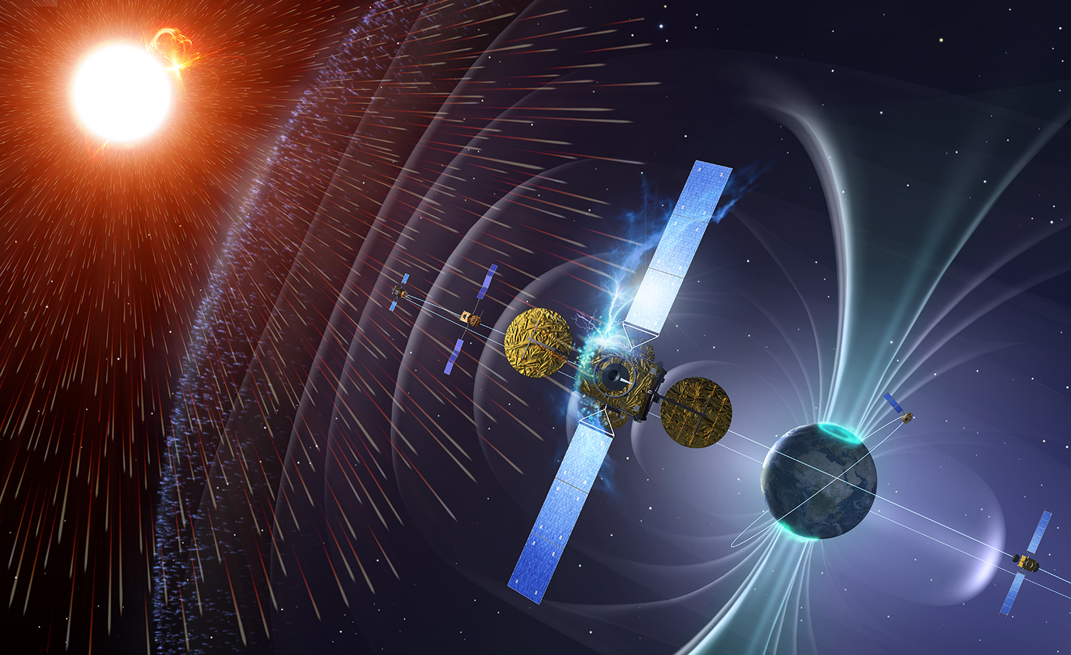 Image showing sun radiation hitting a satellite