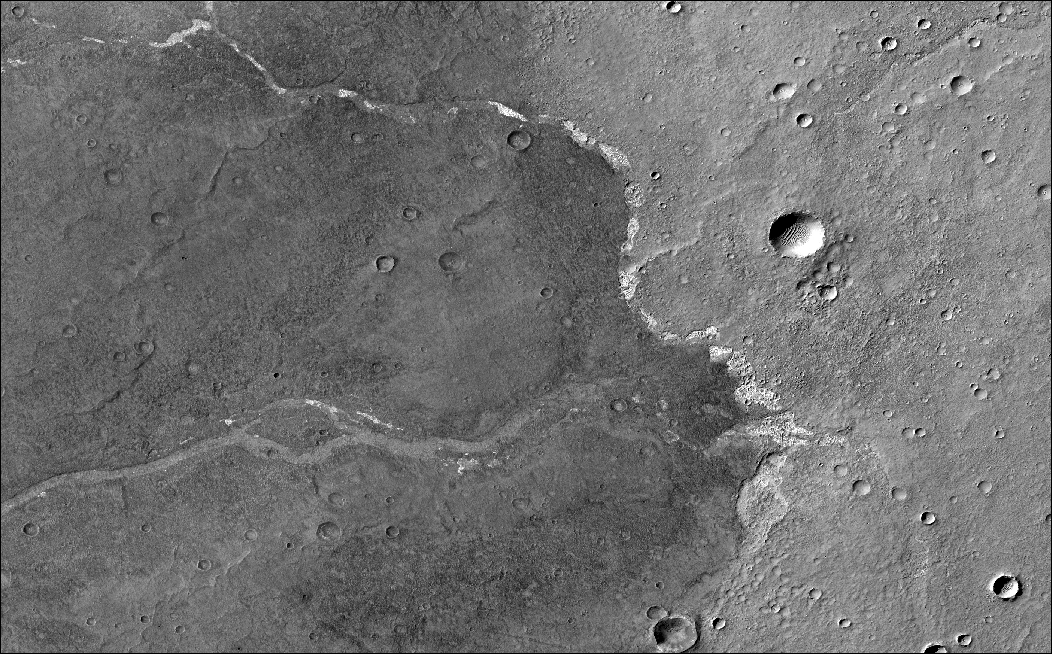 Chloride deposits within a channel in Bosporus Planum, Mars