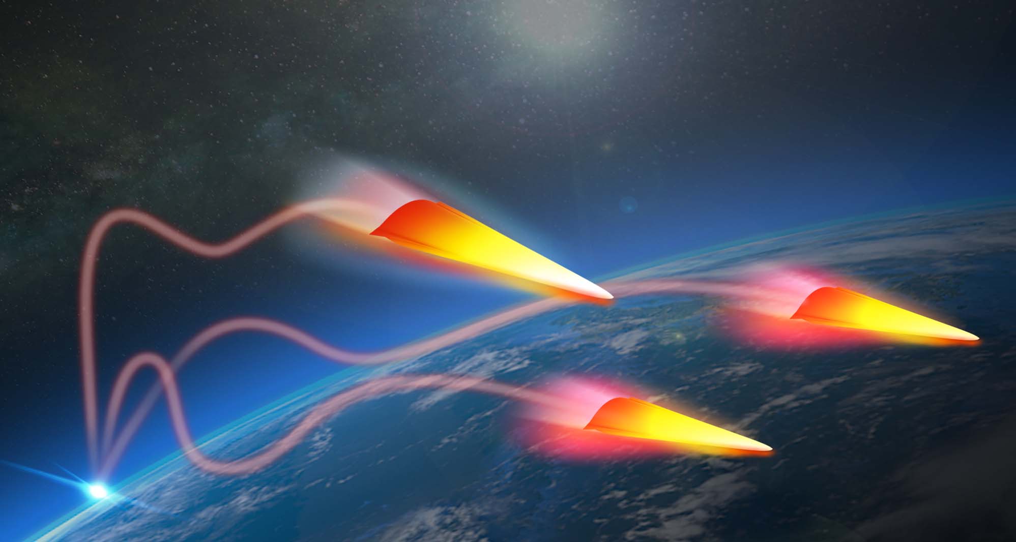 Illustration of hypersonics vehicles around the globe