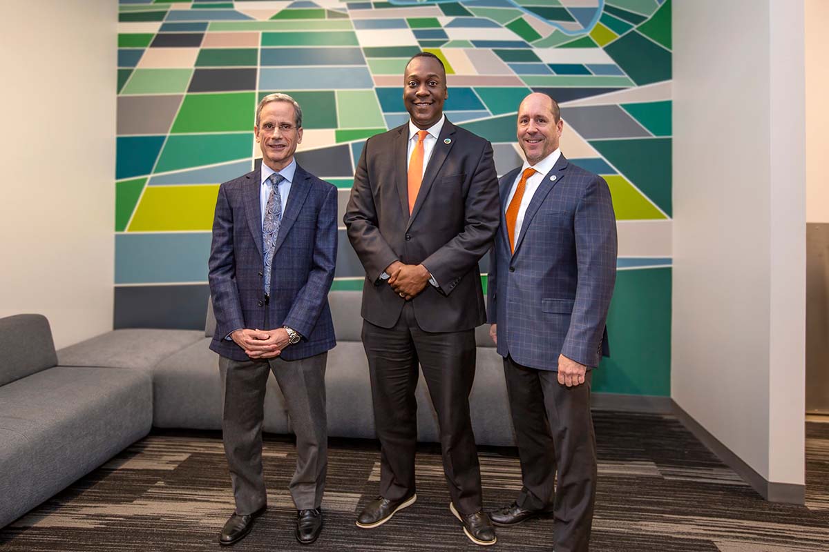 APL Director Ralph Semmel, Howard County Executive Calvin Ball, and Larry Twele, CEO of the Howard County Economic Development Authority