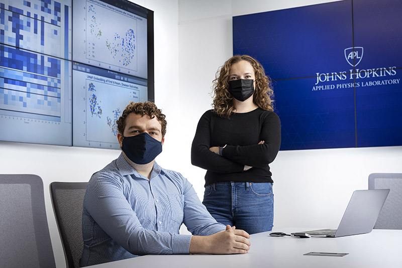 Hannah Cowley (right) and Michael Robinette, two data scientists at APL