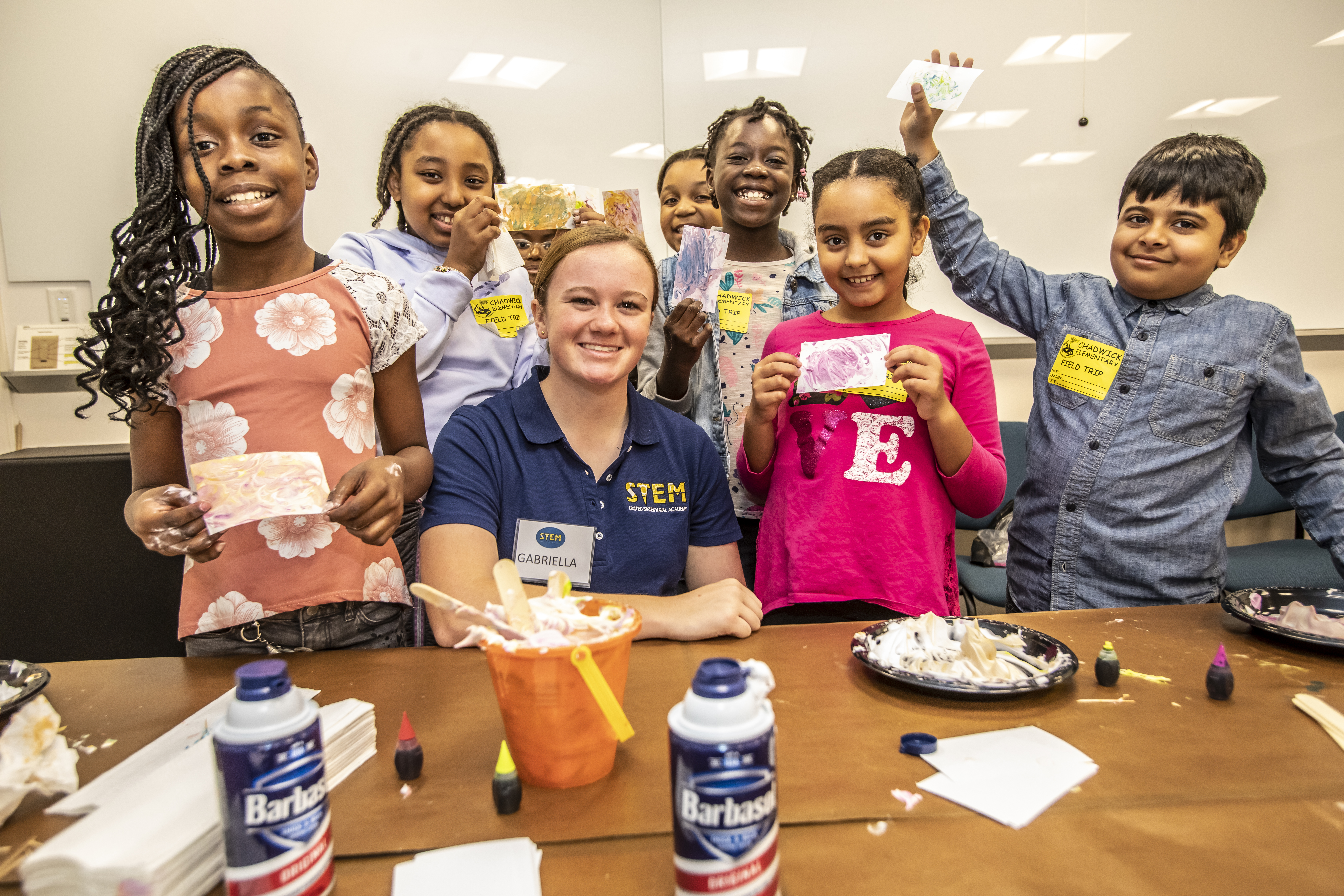 MESA program organizer with elementary school kids