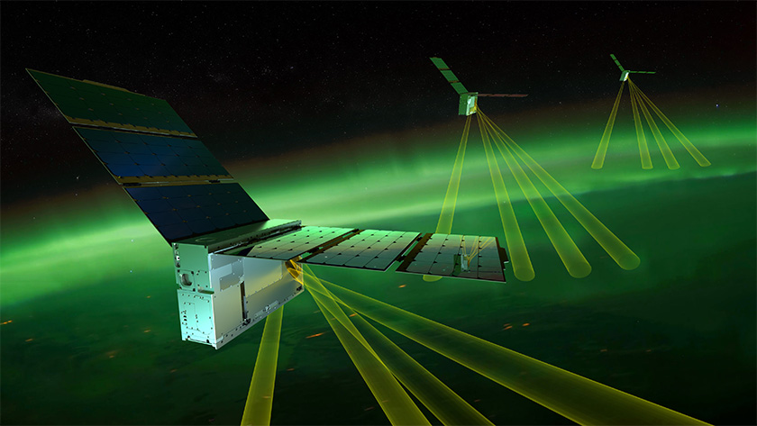 Artist’s conception of the APL-led Electrojet Zeeman Imaging Explorer (EZIE) mission