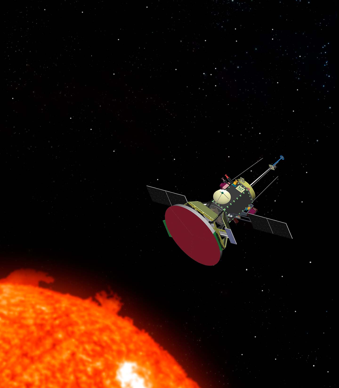 Artist's concept of NASA's Solar Probe spacecraft making its daring pass toward the sun