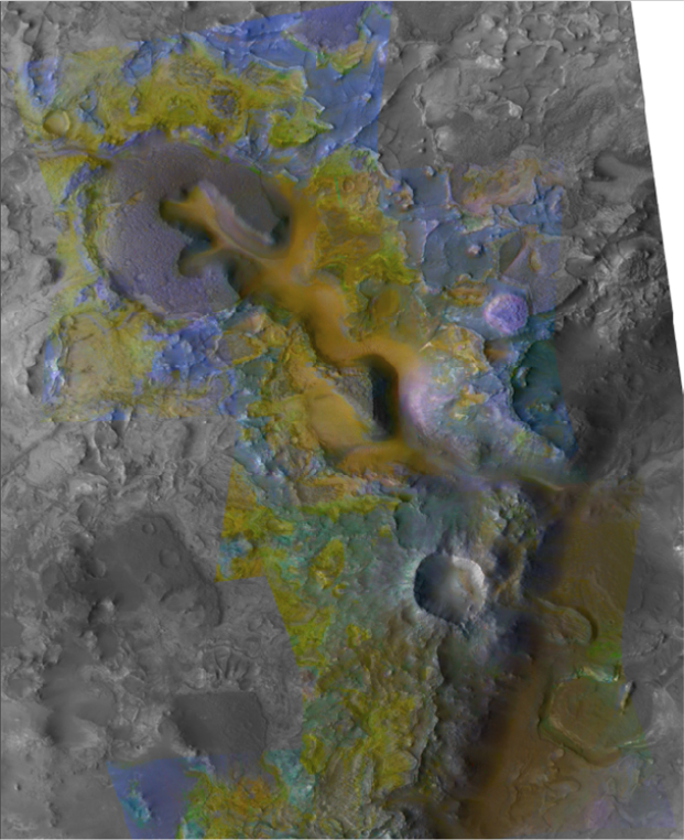 The Compact Reconnaissance Imaging Spectrometer for Mars (CRISM) observed carbonate-bearing rocks in the sides of eroded mesas in Mars' Nili Fossae region