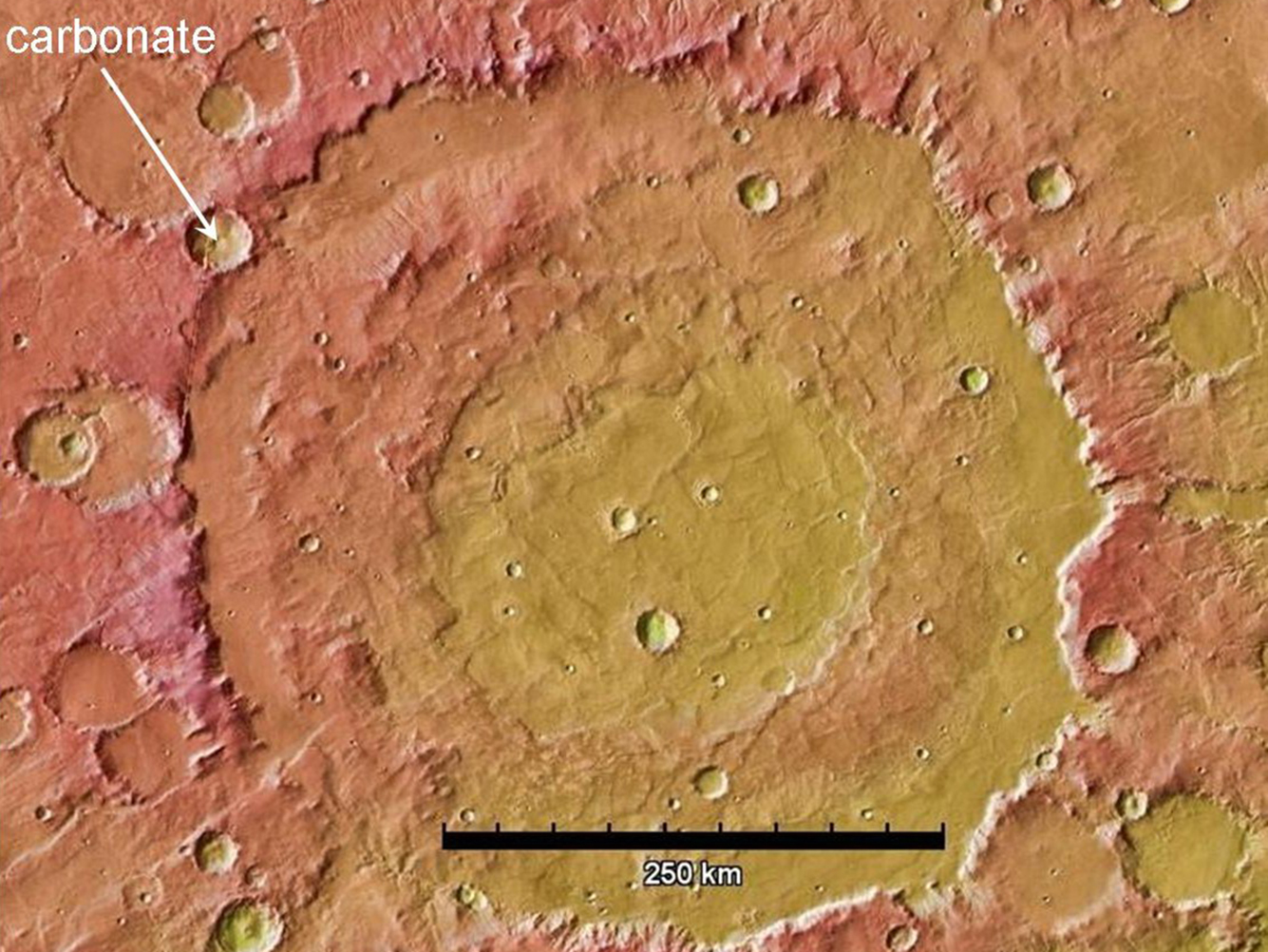 This image shows the context for orbital observations of exposed rocks that had been buried an estimated 5 kilometers (3 miles) deep on Mars.