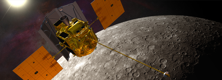 Artist's rendering of MESSENGER in orbit around Mercury