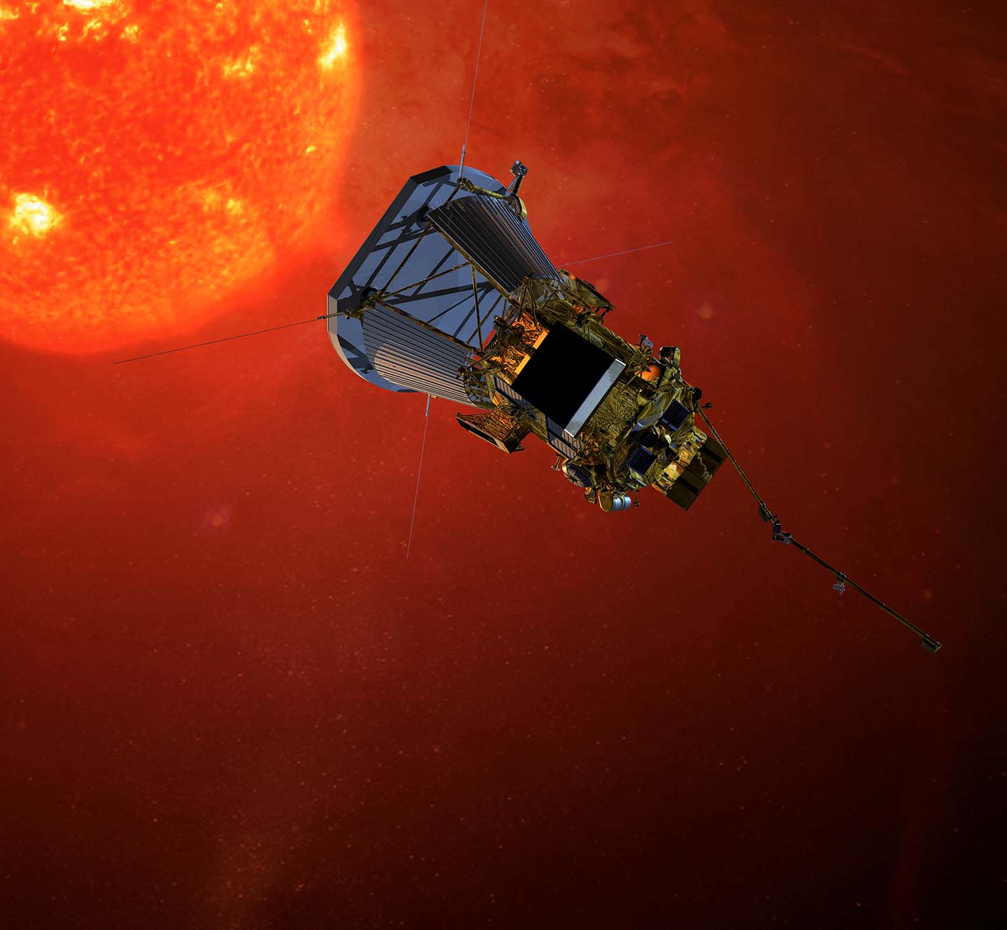 Artist’s impression of NASA’s Solar Probe Plus spacecraft on approach to the sun