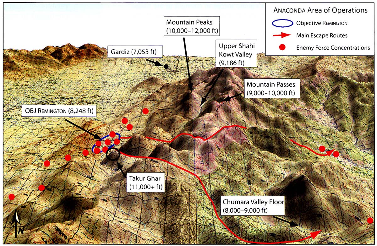 A map of the area of Operation Anaconda