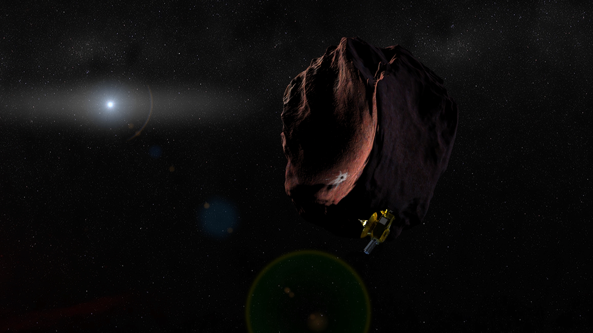 Artist’s impression of NASA’s New Horizons spacecraft encountering an object in the distant Kuiper Belt