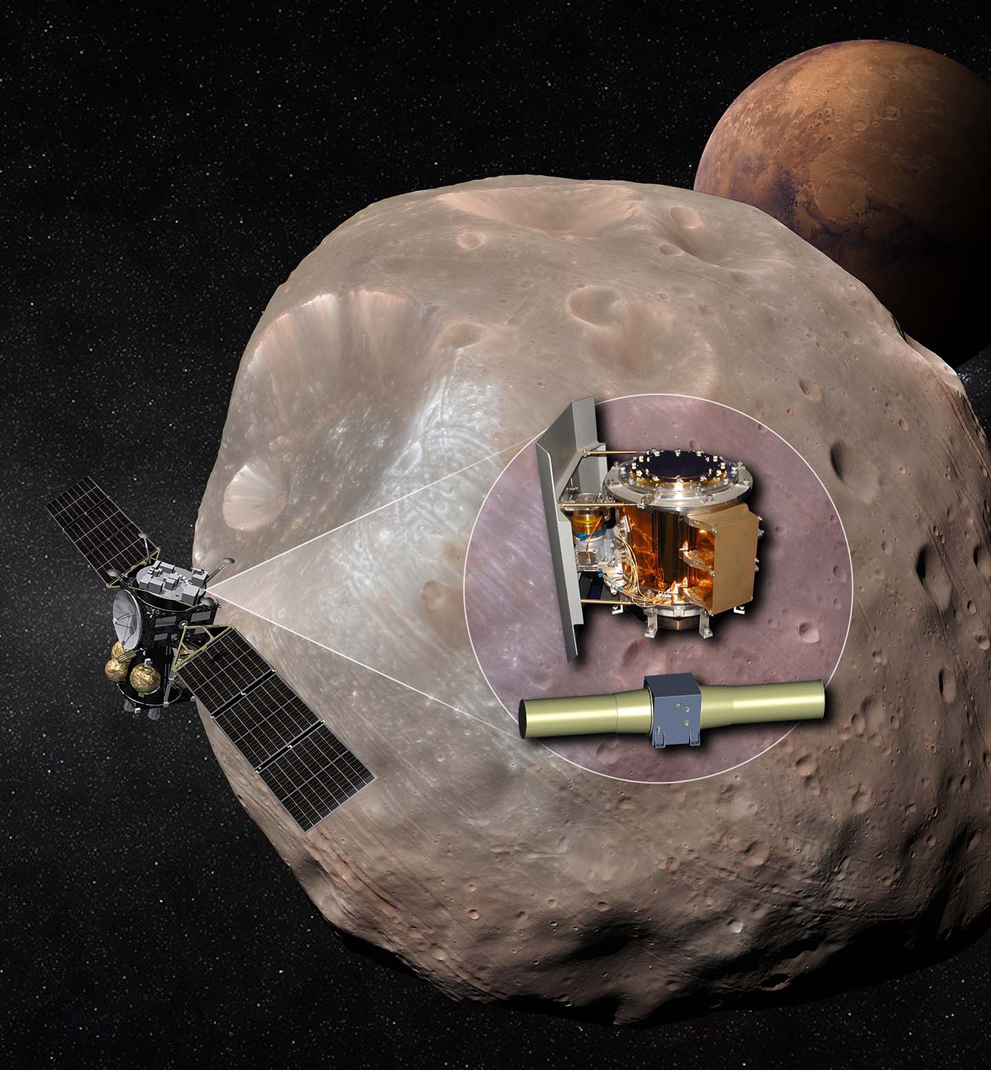 Artist’s concept of the Japan Aerospace Exploration Agency’s MMX mission