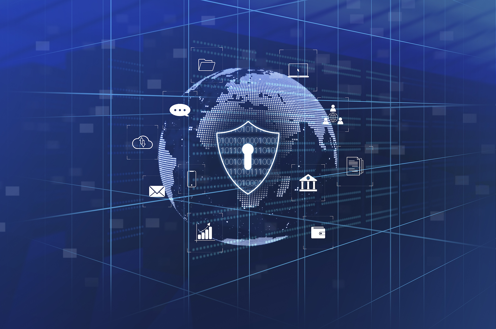 Conceptual illustration of cybersecurity and data privacy