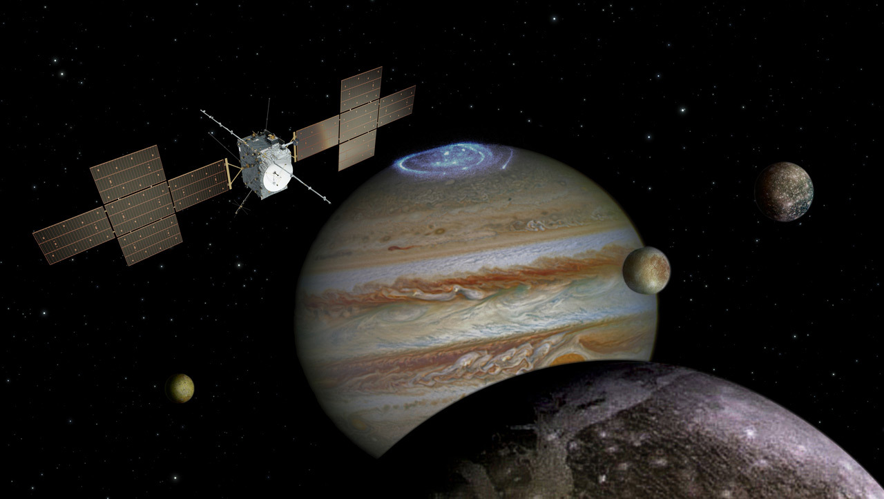 Illustration of the Jupiter Icy Moons Explorer in orbit