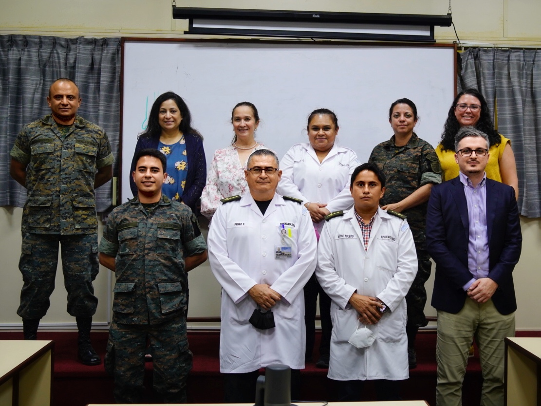 APL’s Shraddha Patel (top row, second from left), Natalie Lee (top row, far right) and Miles Stewart (bottom row, far right) visited Guatemala to meet with National Health Laboratory and Guatemalan government officials as they implemented a public health surveillance capability.