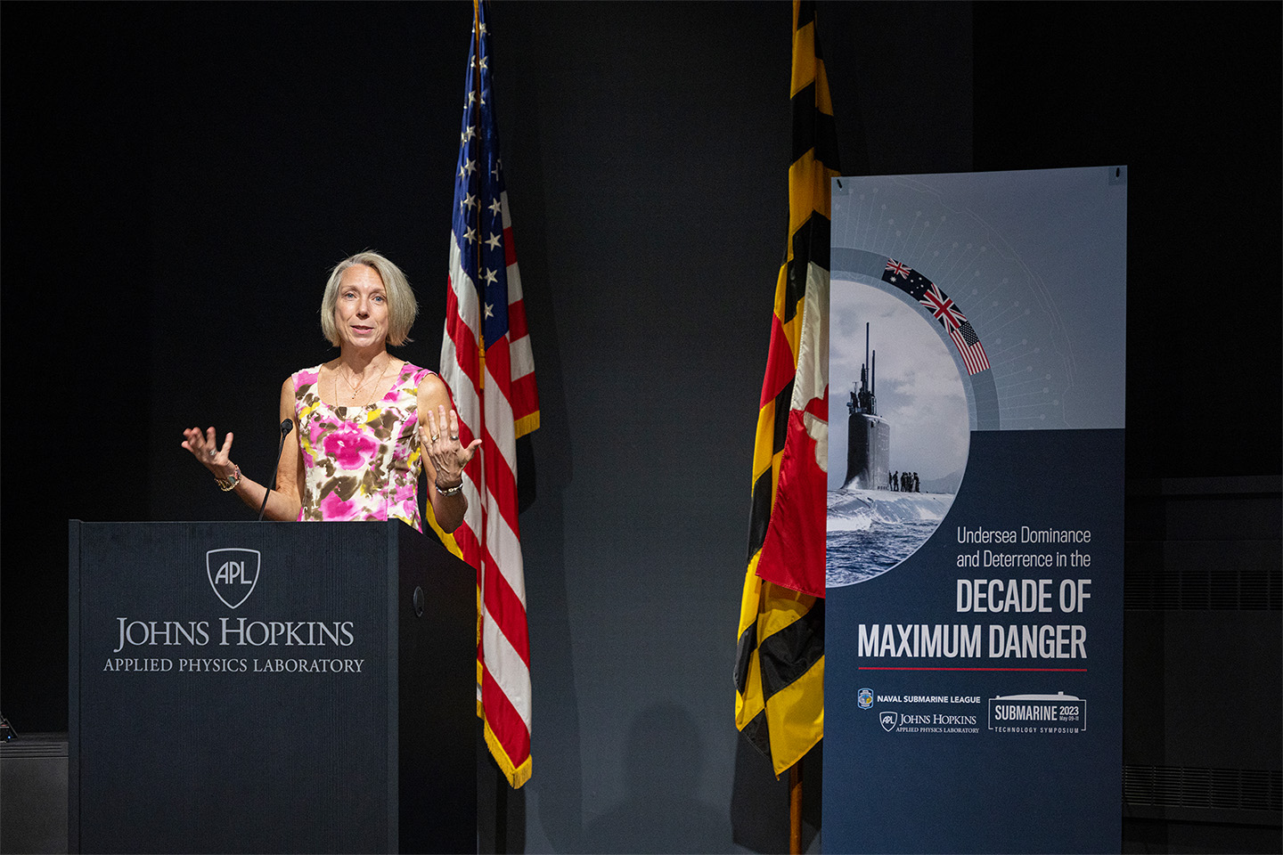 Lisa Blodgett delivers the keynote address at the 35th annual Submarine Technology Symposium