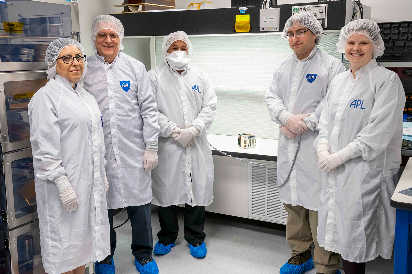 The REAL instrument team. From left to right: Romina Nikoukar, Tom Sotirelis, Clifton Lomax, Christopher Dellman, Caitlin Shearer.