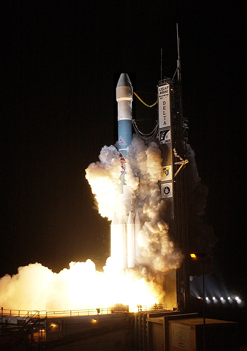 The APL-built Mercury Surface, Space Environment, Geochemistry, and Ranging (MESSENGER) spacecraft lifts off from Cape Canaveral Air Force Station
