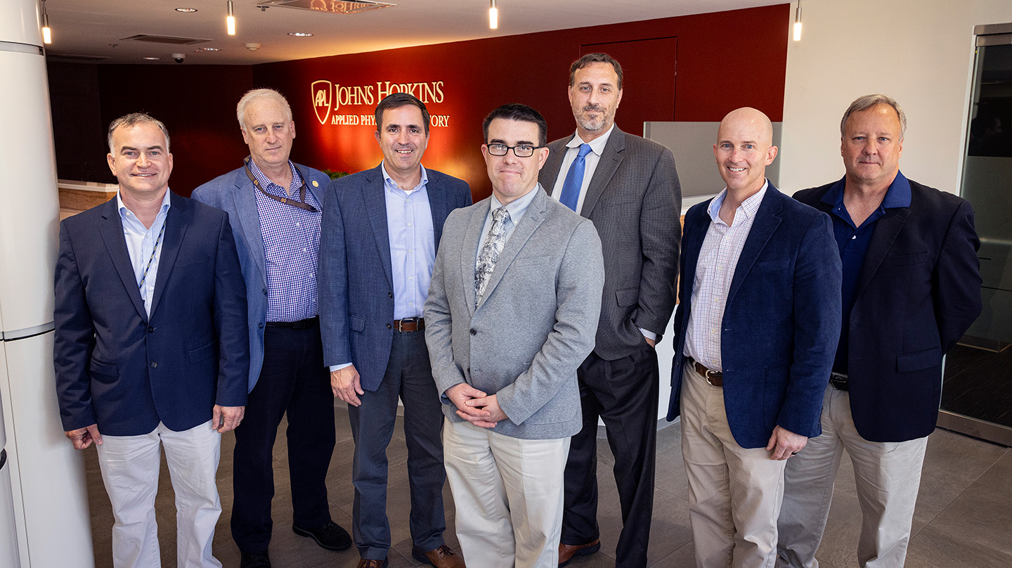 Nicholas Rotunda, Patrick Stadter, Patrick Binning, Col. Kirk Johnson, Greg Miller, Col. Stacy Godshall and Kirk Shawhan
