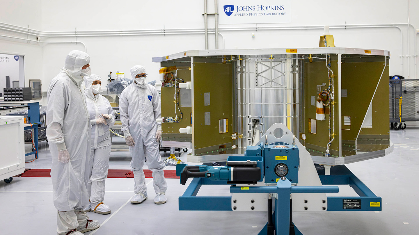 The IMAP spacecraft returns to the Johns Hopkins Applied Physics Laboratory.
