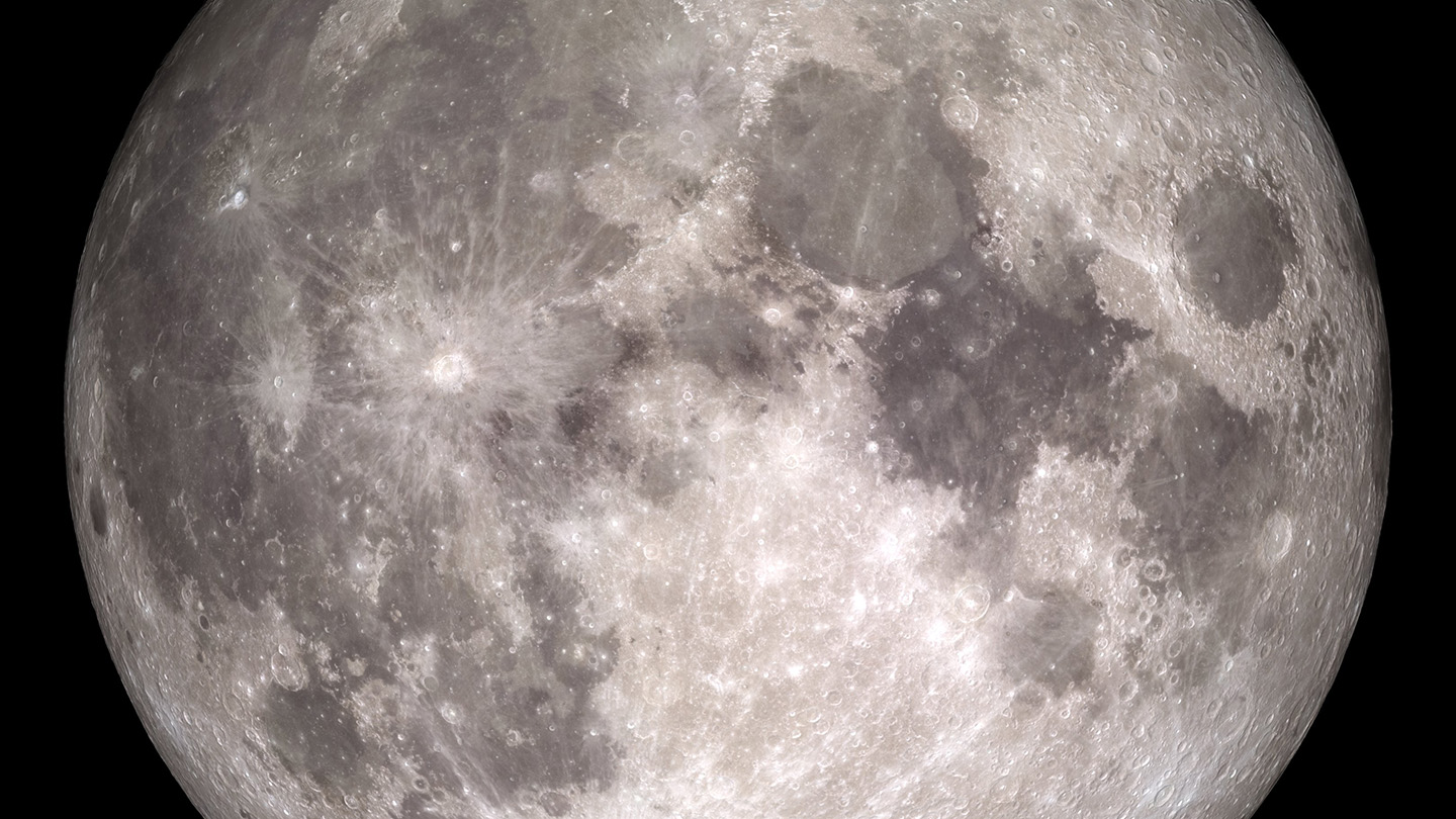 The near side of the Moon, as seen by the cameras aboard NASA's Lunar Reconnaissance Orbiter spacecraft. (Credit: Credit: NASA/GSFC/Arizona State University)