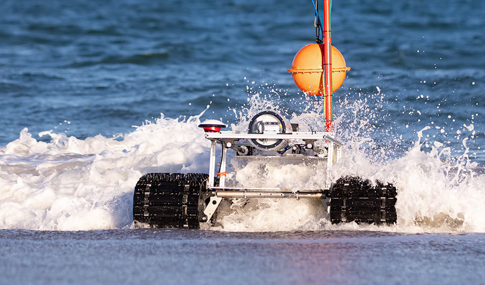 Robot emerging from water