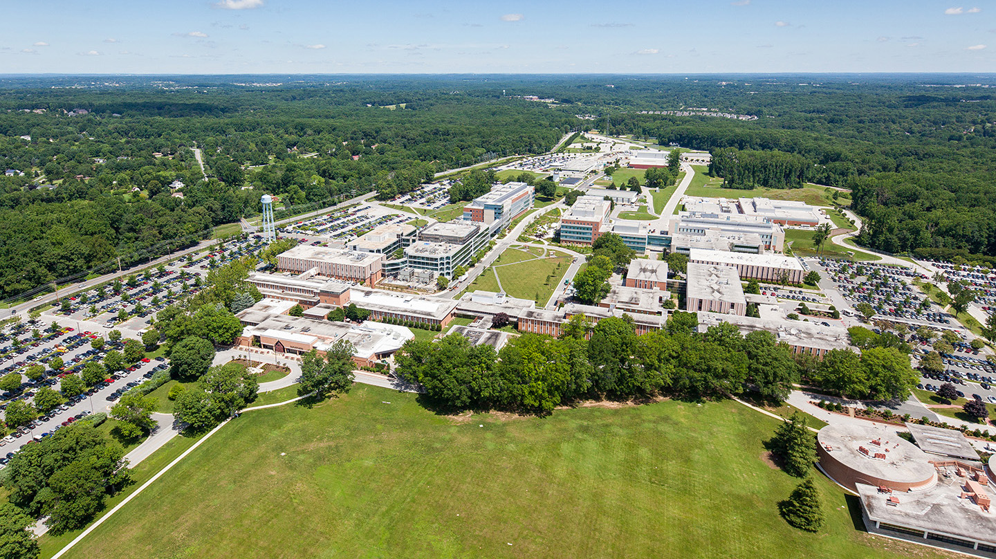 Aerial view of Johns Hopkins APL's campus