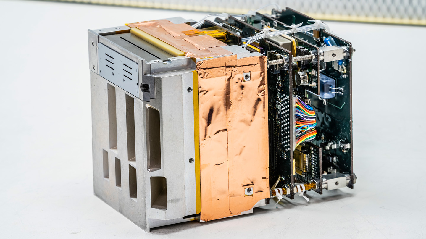 The REAL instrument is a first-of-its-kind particle detector that can simultaneously characterize the quantity, energy and angle of particles falling into Earth's atmosphere. (Credit: Johns Hopkins APL/Craig Weiman) 