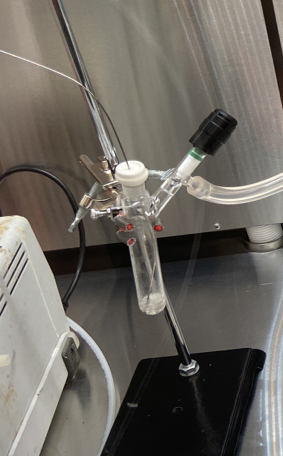 Removal of dissolved xenon gas by sparging XeF2 dissolved in 1N NaOH with gaseous nitrogen.