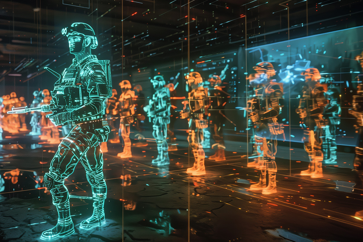 Illustration showing digital versions of soldiers (Credit: Adobe Stock)