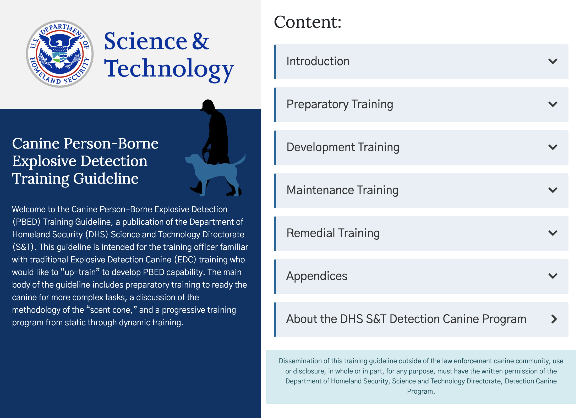 APL-developed training guideline home page.