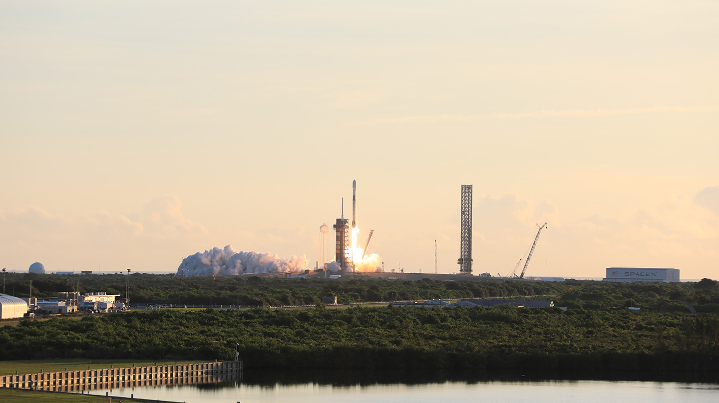 A SpaceX Falcon 9 rocket with NASA’s Interstellar Mapping and Acceleration Probe (IMAP) and two other spacecraft launches from NASA’s Kennedy Space Center in Florida.