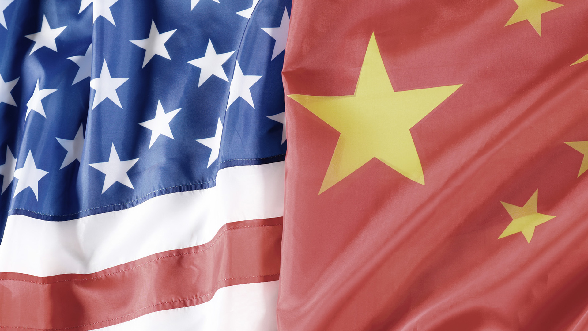 Composite image with flags of the United States and China
