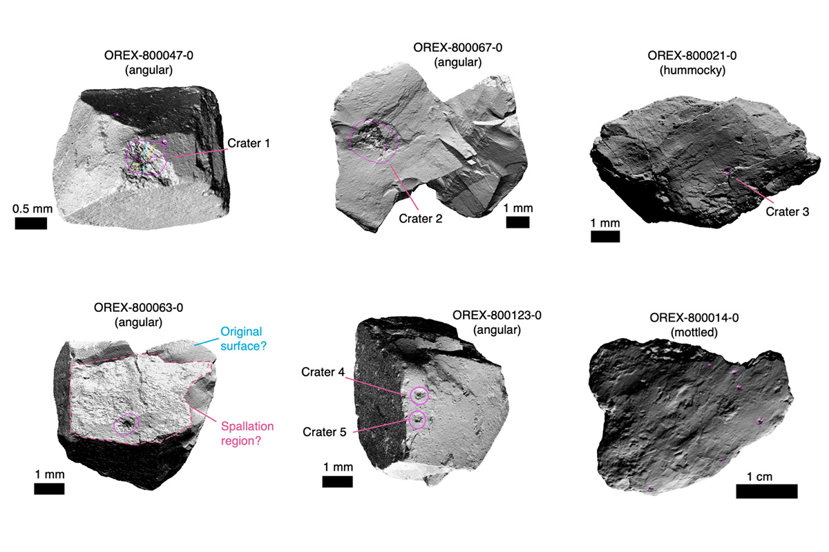 Microcraters on asteroid Bennu samples