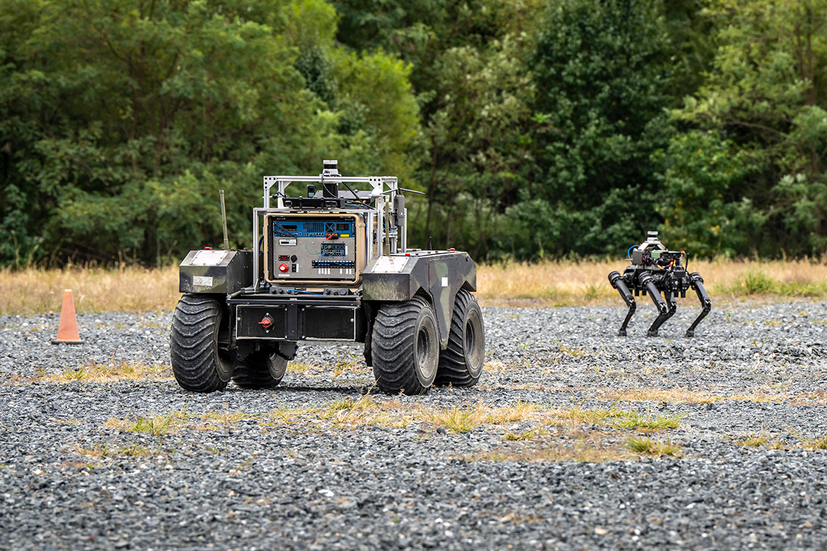 Autonomous robots used during a demonstration of STALC and BDA.