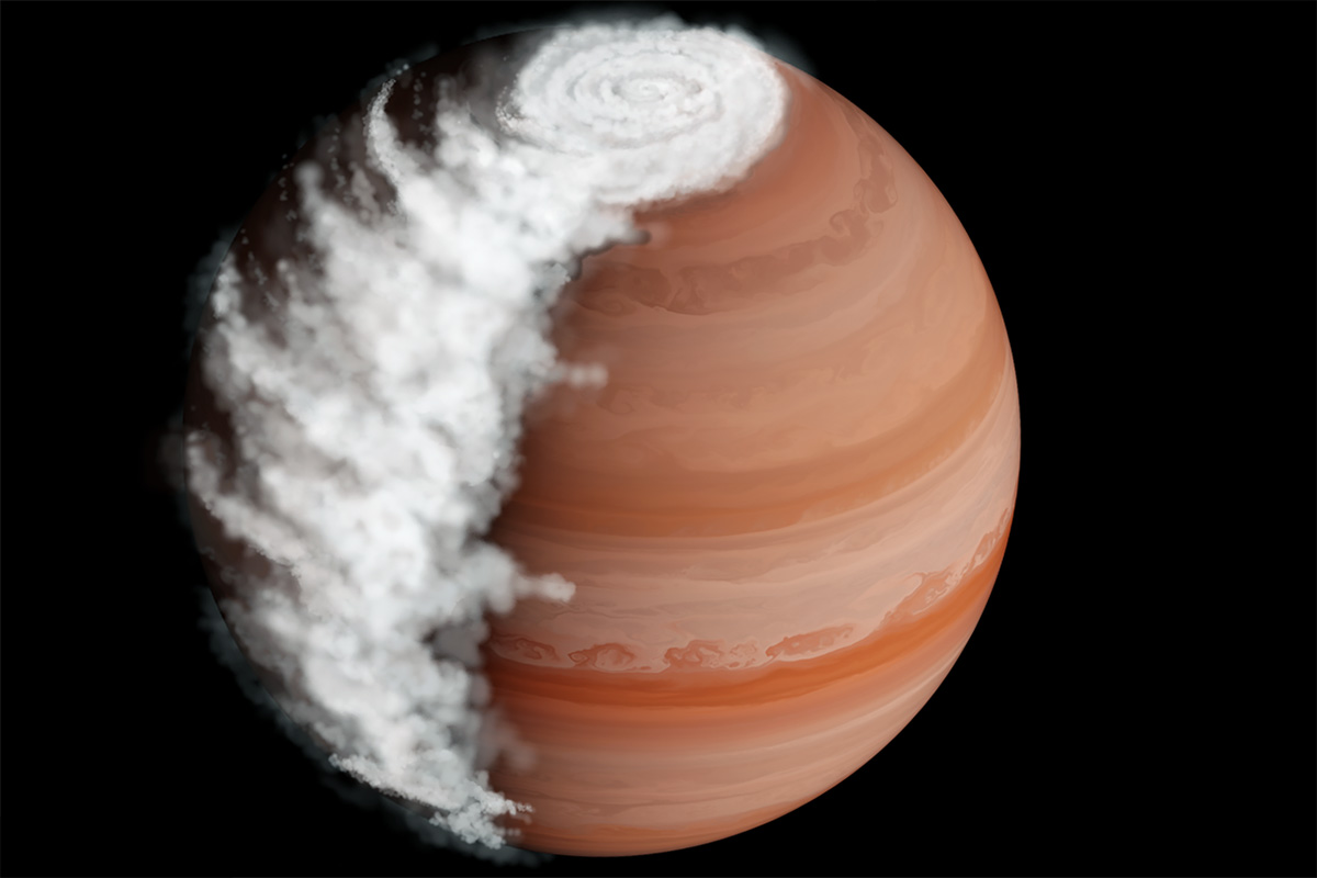 An artistic rendition of exoplanet WASP-94A b (Credit: Hannah Robbins/Johns Hopkins University)