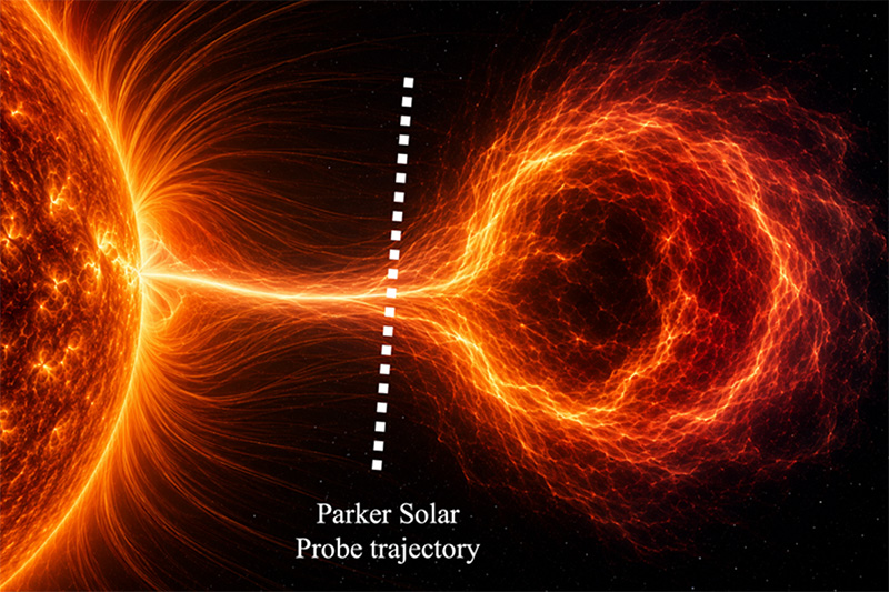 Probing a Current Sheet on a Coronal Mass Ejection Wake