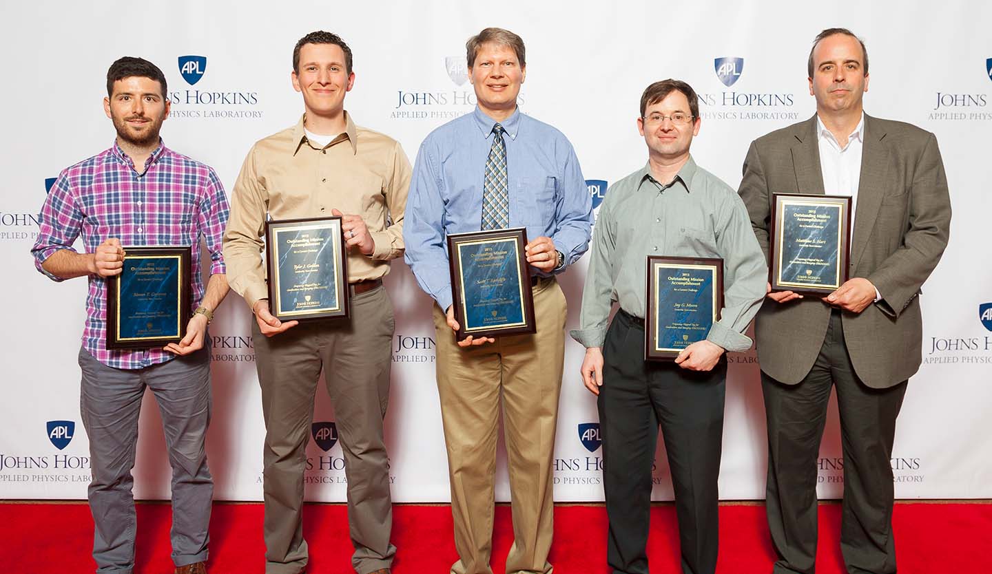 Pictured from left to right, are Steven Caperna, Tyler Golden, Scott Radcliffe, Jay Moore and Matthew Hart.